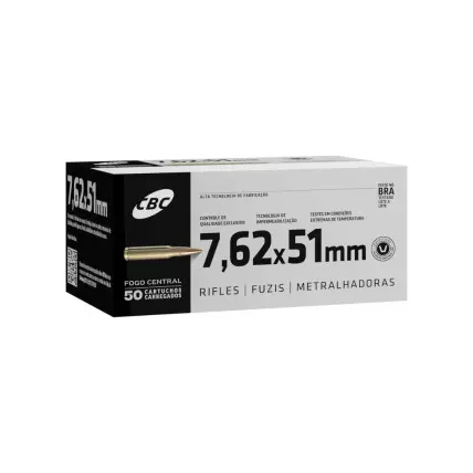 MUNIÇÃO CBC 7.62×51MM NATO TREINA COMUM M80 50un