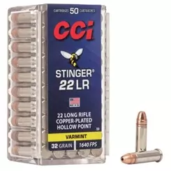 MUNIÇÃO CCI .22 LR STINGER HP 32GR
