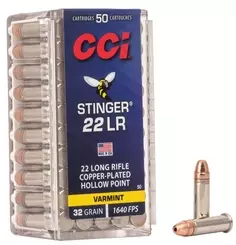 MUNIÇÃO CCI .22 LR STINGER HP AMMO 32GR