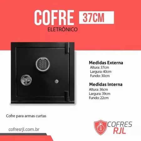 COFRE ELETRÔNICO PARA ARMAS CURTAS 37CM EMBUTIR APROVADO EB RJL037