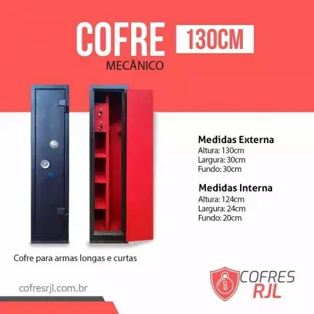 COFRE ARMA LONGA 130CM CHAPA DE AÇO E CONCRETADO RJL130