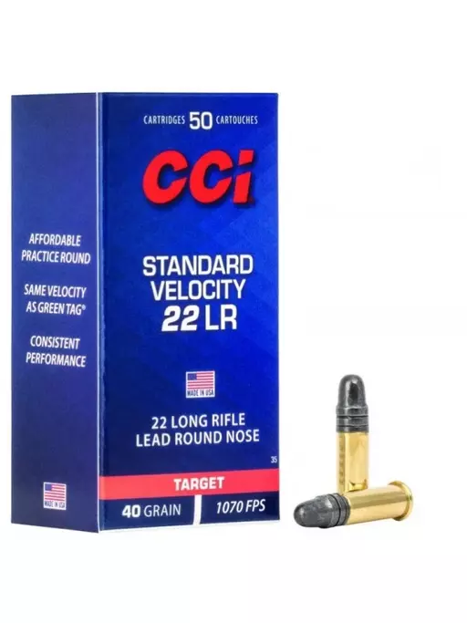MUNIÇÃO .22 LR CCI STD VELOCITY 40GR LRN HS 50un