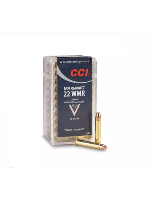 MUNIÇÃO CCI .22WMR MAXI MAG TMJ 40GR 50un