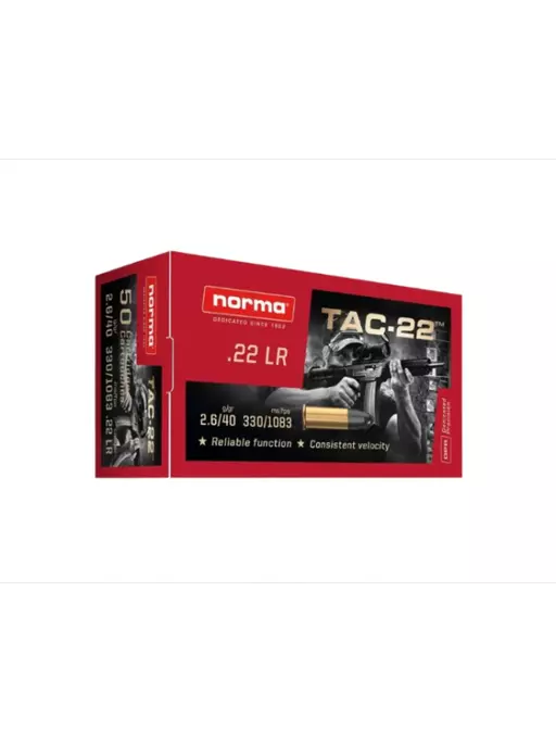 MUNIÇÃO .22 LR NORMA TAC 50un