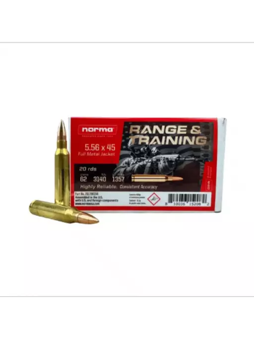 MUNIÇÃO NORMA 5,56X45 62GR FMJ 20un
