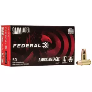 MUNIÇÃO FEDERAL 9MM AMERICAN EAGLE FMJ 147GR