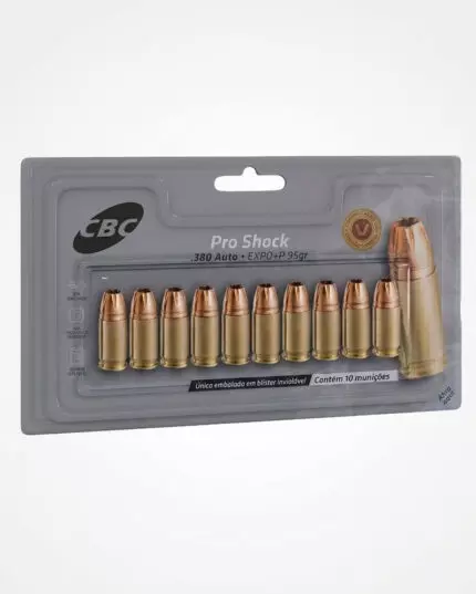 MUNIÇÃO CBC .380 EXPO +P 95GR PRO SHOCK 10un