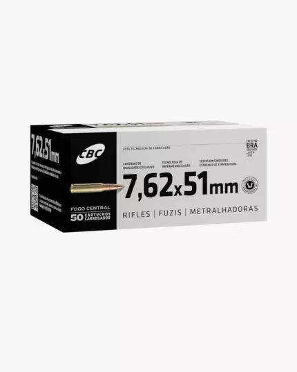 MUNIÇÃO CBC 7,62MM NATO BALL TREINA 50un