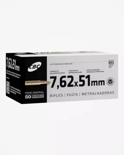 MUNIÇÃO CBC 7,62x51MM COMUM (NATO BALL) TREINA 50un