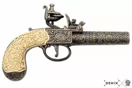 REPLICA DECORATIVA DENIX PISTOLA DE BOLSO PEDERNEIRA KUMBLEY & BRUM 1795