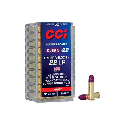 MUNIÇÃO CCI .22LR HYPER VELOCITY CLEAN 31GR 50un