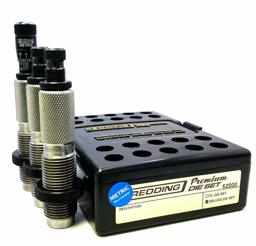 DIES 3 PEÇAS REDDING METRIC DELUXE COM CARBIDE E MICRÔMETRO - REDDING