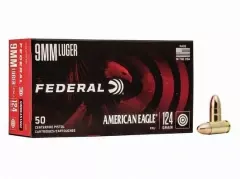 MUNIÇÃO FEDERAL 9MM 124GR AMERICAN EAGLE 50un