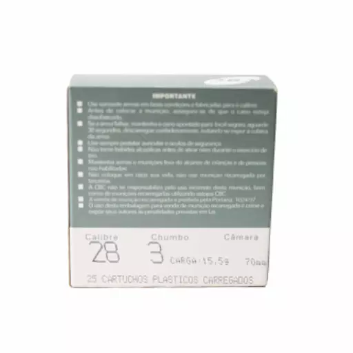 MUNIÇÃO CBC 12GA CHUMBO 3 25un