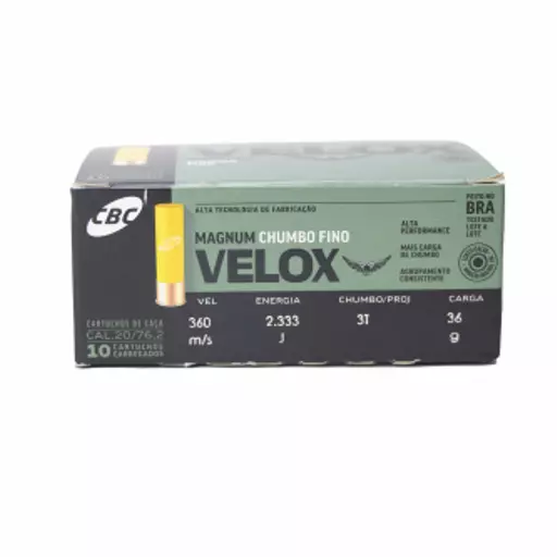 MUNIÇÃO CBC 20GA CHUMBO 3T SUPER VELOX