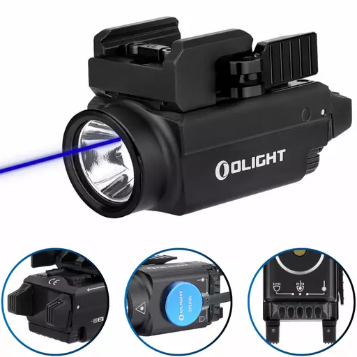 LANTERNA TÁTICA E LASER AZUL OLIGHT BALDR S BL