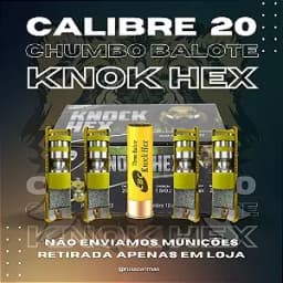MUNIÇÃO CBC 20GA KNOCK HEX BALOTE EXPANSIVO 10un